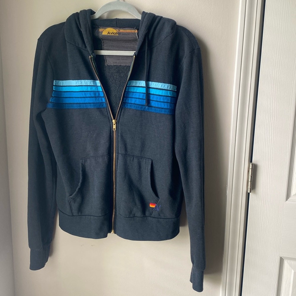 Dark navy Aviator nation zip up hoodie